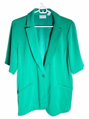 Susan Graver Emerald Green Short-Sleeve Blazer